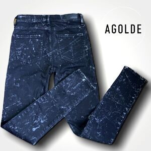 AGOLDE, Sophie Black Jeans, Bleach Distressing Skinny Jegging Stretch Women’s 24